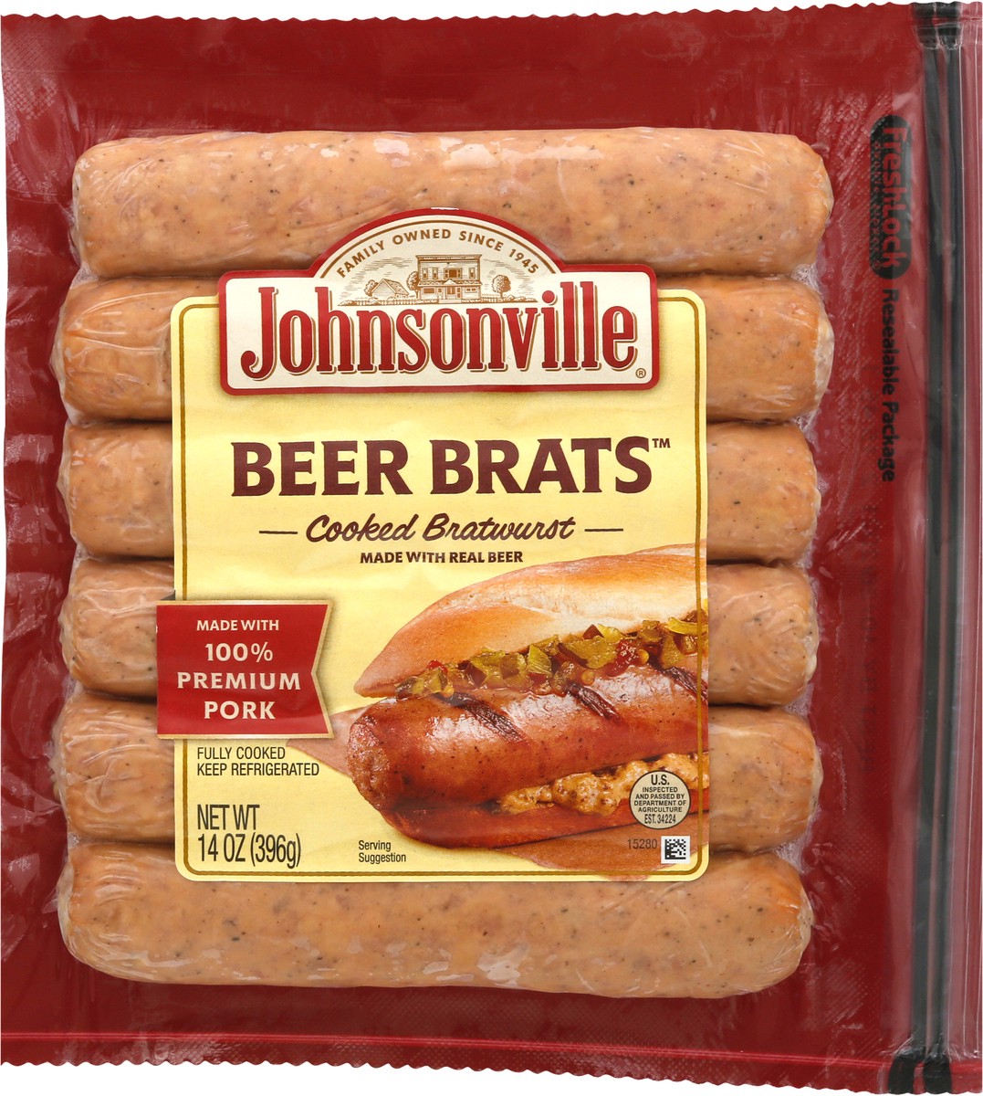 slide 12 of 13, Johnsonville Beer Bratwurst, 6 ct; 14 oz