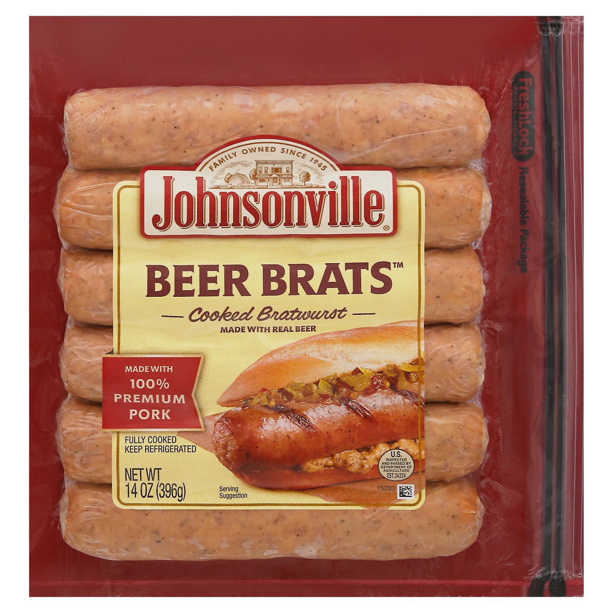 slide 5 of 13, Johnsonville Beer Bratwurst, 6 ct; 14 oz