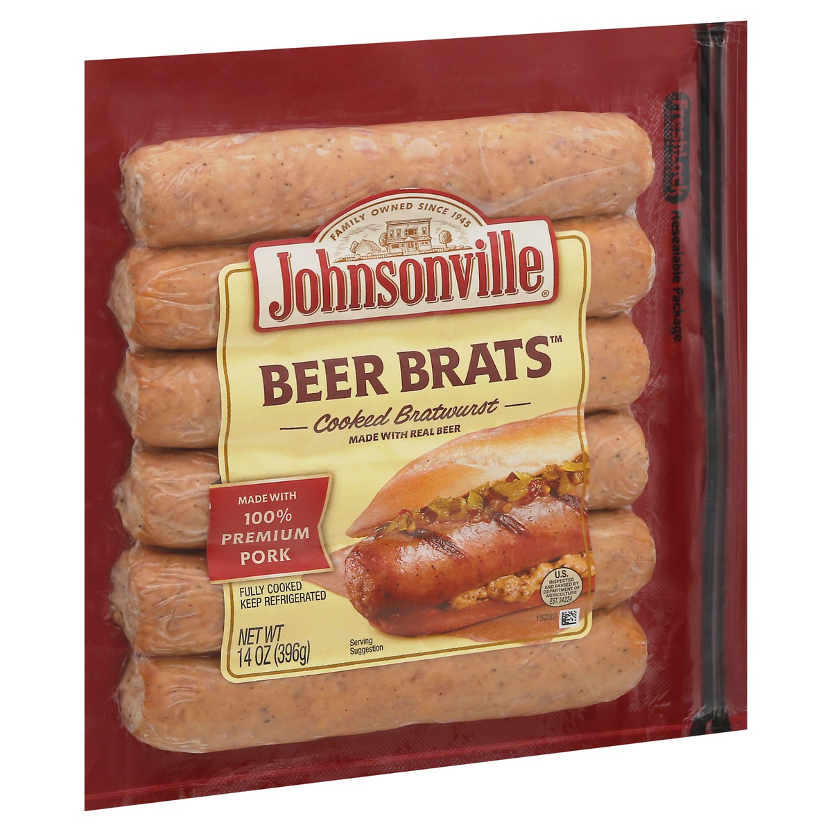 slide 6 of 13, Johnsonville Beer Bratwurst, 6 ct; 14 oz