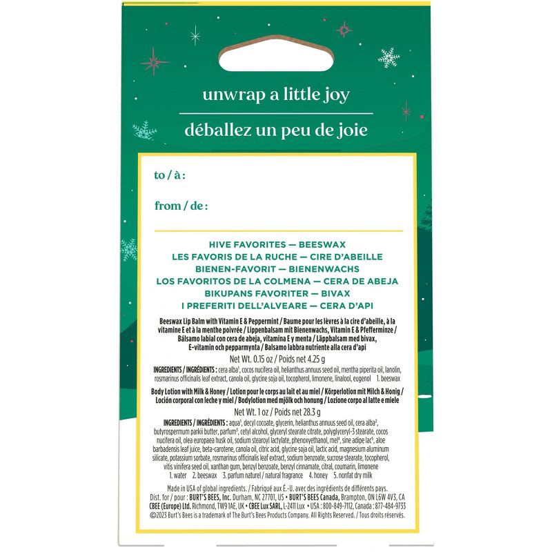 slide 2 of 10, Burt's Bees Holiday Hive Favorites Gift Set - Lip Balm + Body Lotion - Beeswax - 1oz, 1 oz