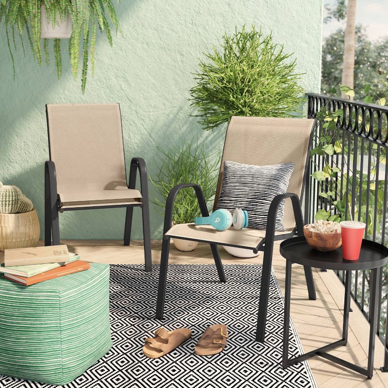 slide 6 of 7, Sling Outdoor Patio Dining Chairs Stacking Chairs Brown - Room Essentials™, 1 ct
