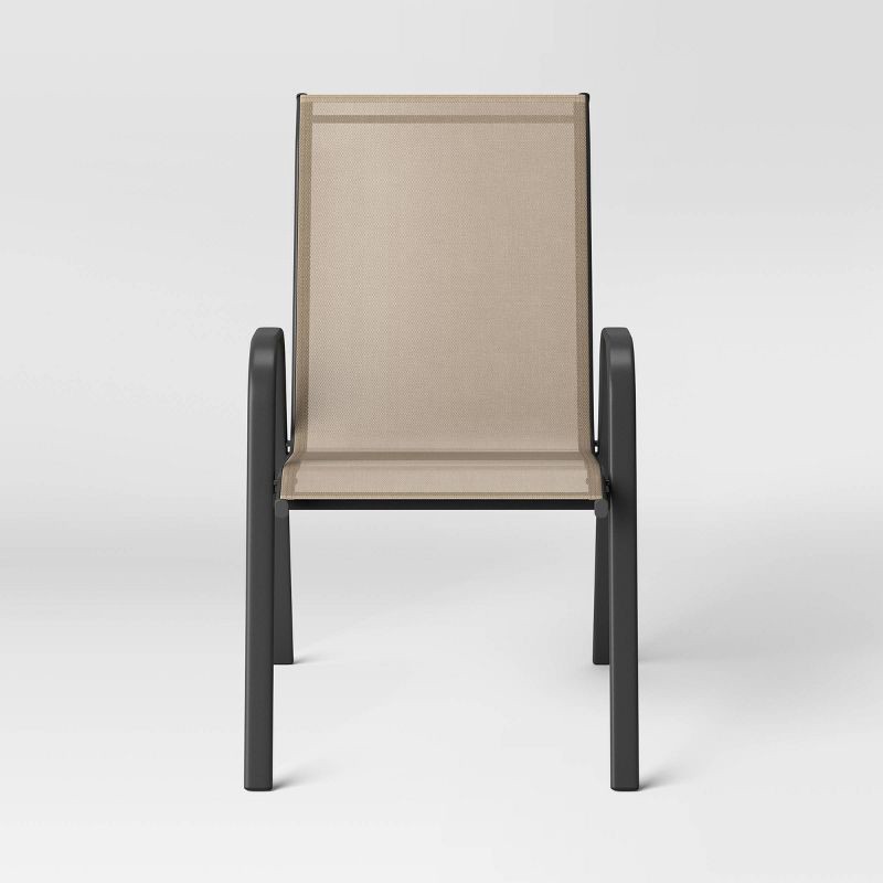 slide 5 of 7, Sling Outdoor Patio Dining Chairs Stacking Chairs Brown - Room Essentials™, 1 ct