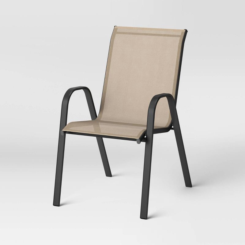 slide 1 of 7, Sling Outdoor Patio Dining Chairs Stacking Chairs Brown - Room Essentials™, 1 ct