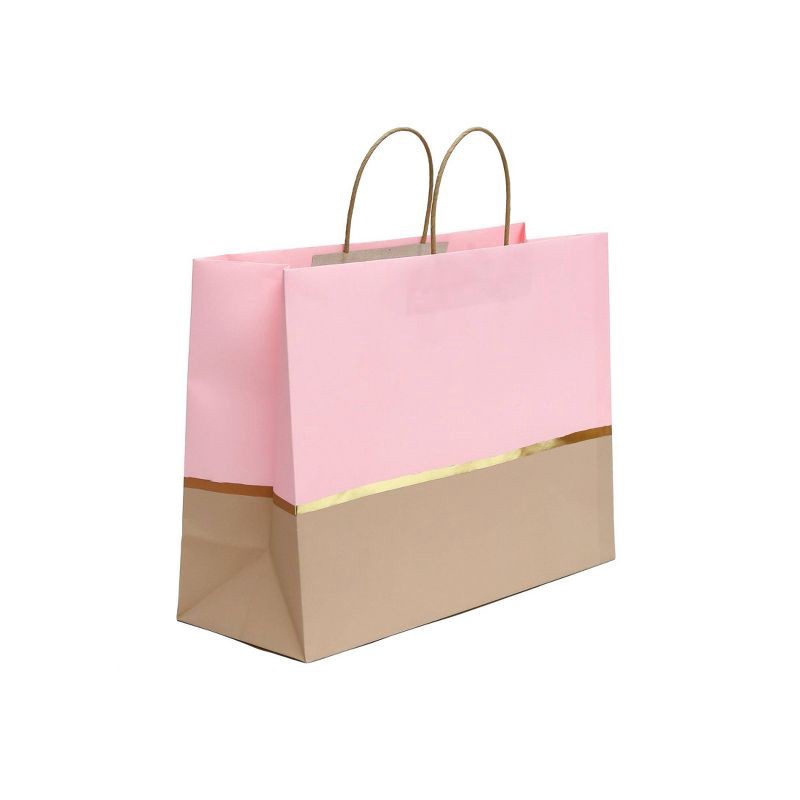 slide 1 of 3, XL Vogue Gift Bag with Gold Foil List Pink - Spritz, 1 ct