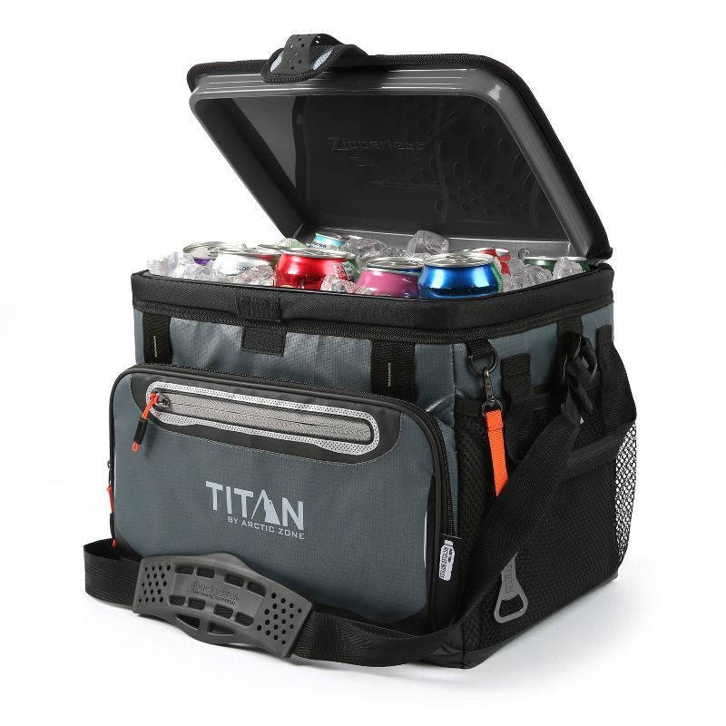 slide 3 of 18, Titan by Arctic Zone Deep Freeze Zipperless Hardbody 20qt Cooler - Sharkskin Gray, 20 qt