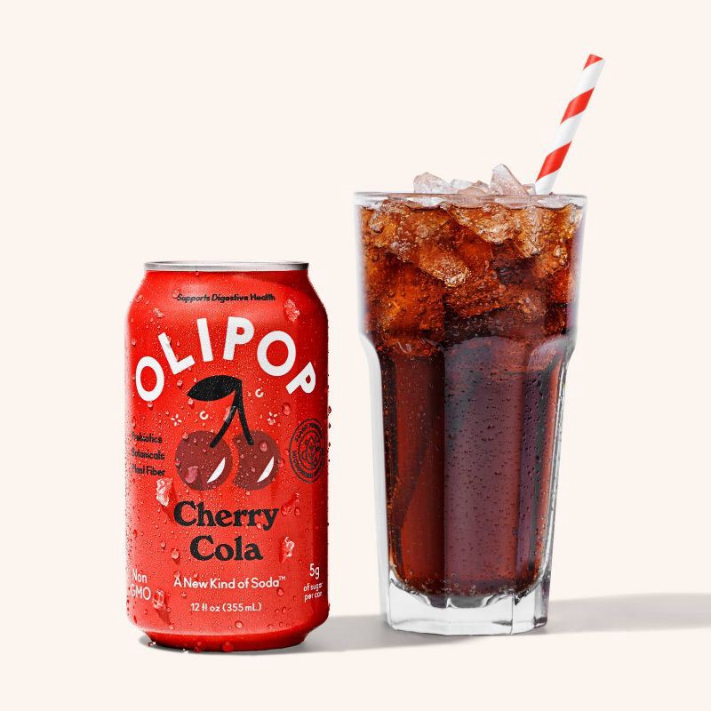 slide 4 of 10, OLIPOP Cherry Cola Prebiotic Soda - 12 fl oz Can, 12 fl oz