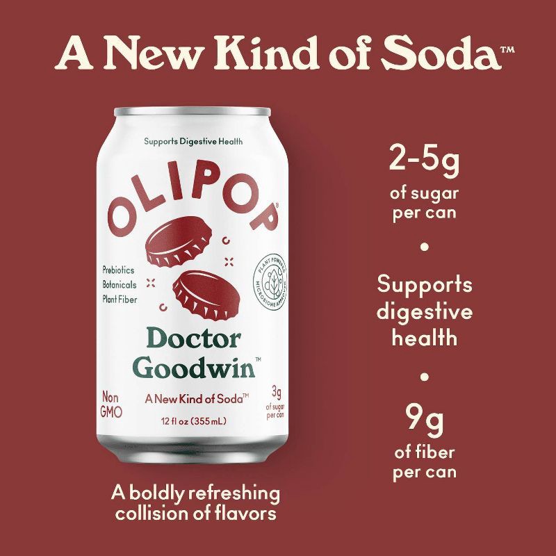 slide 6 of 8, OLIPOP Doctor Goodwin Prebiotic Soda - 12 fl oz Can, 12 fl oz