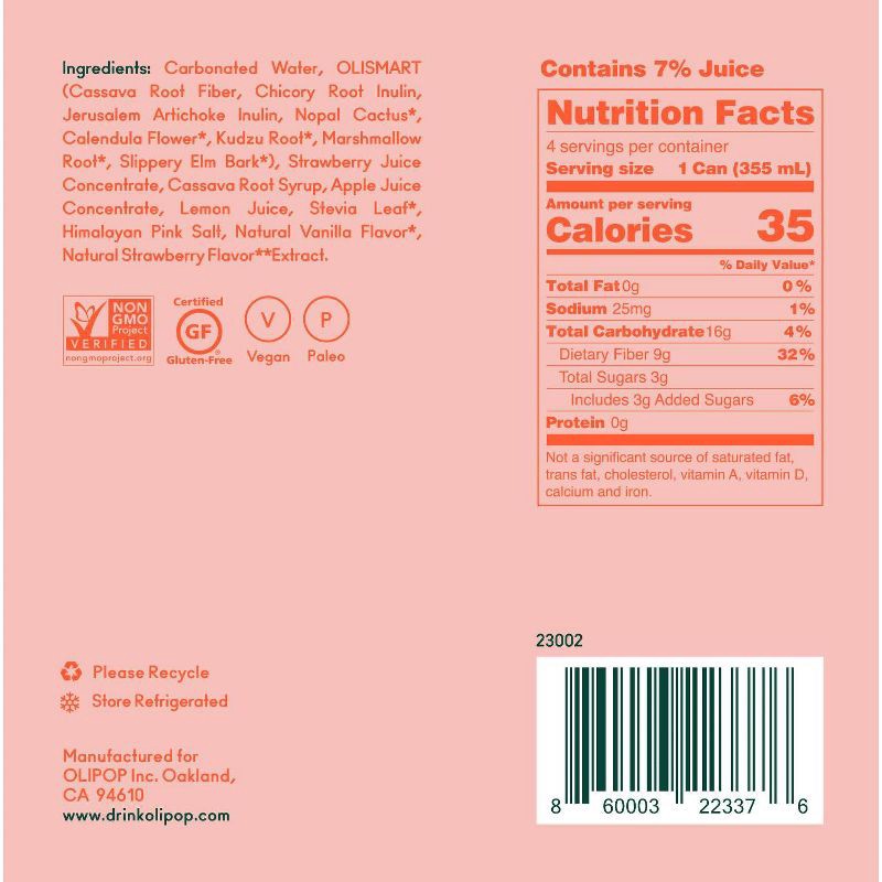 slide 3 of 10, OLIPOP Strawberry Vanilla Prebiotic Soda - 4ct/12 fl oz, 4 ct; 12 fl oz
