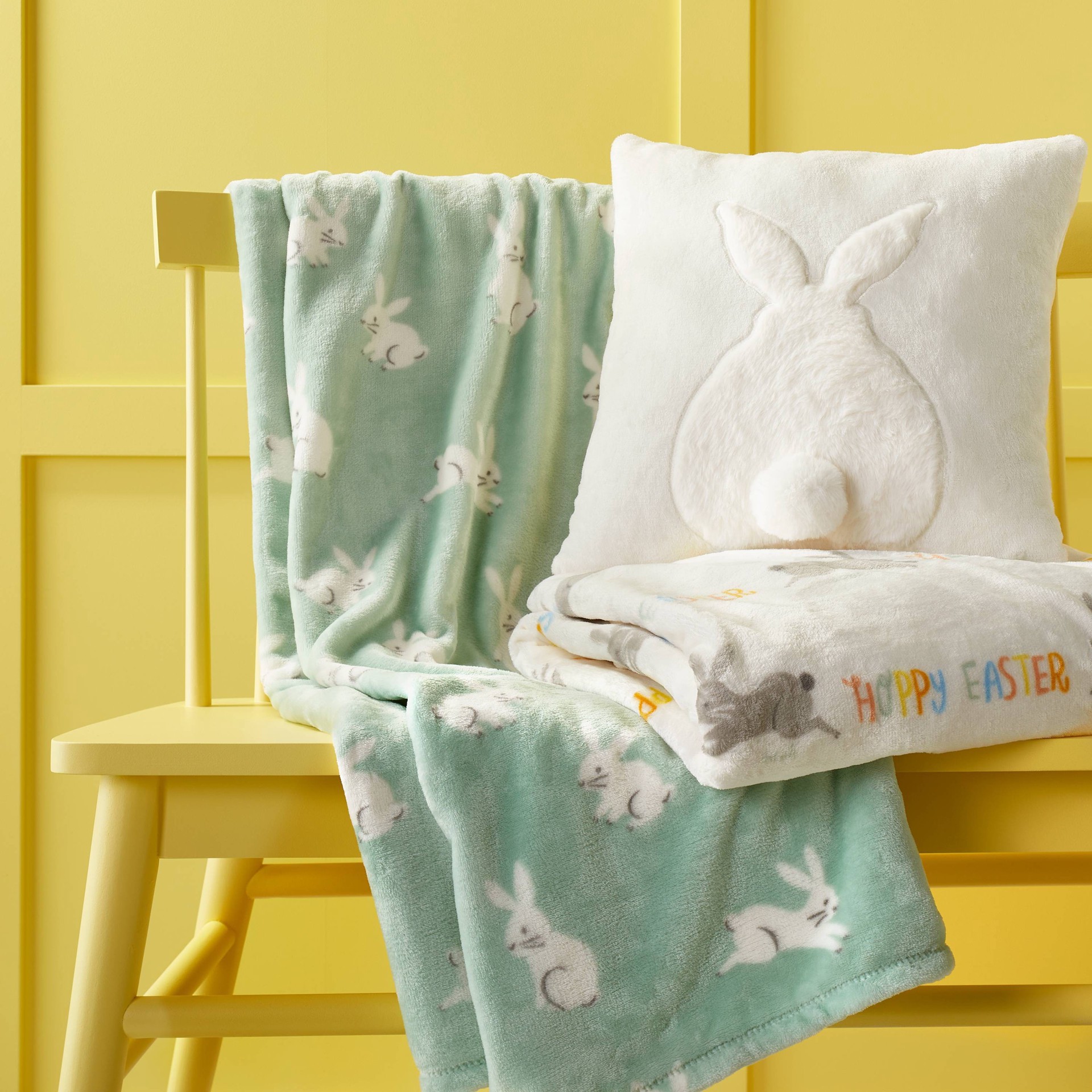 slide 2 of 3, Bunny Easter Throw Blanket Mint/Cream - Spritz, 1 ct