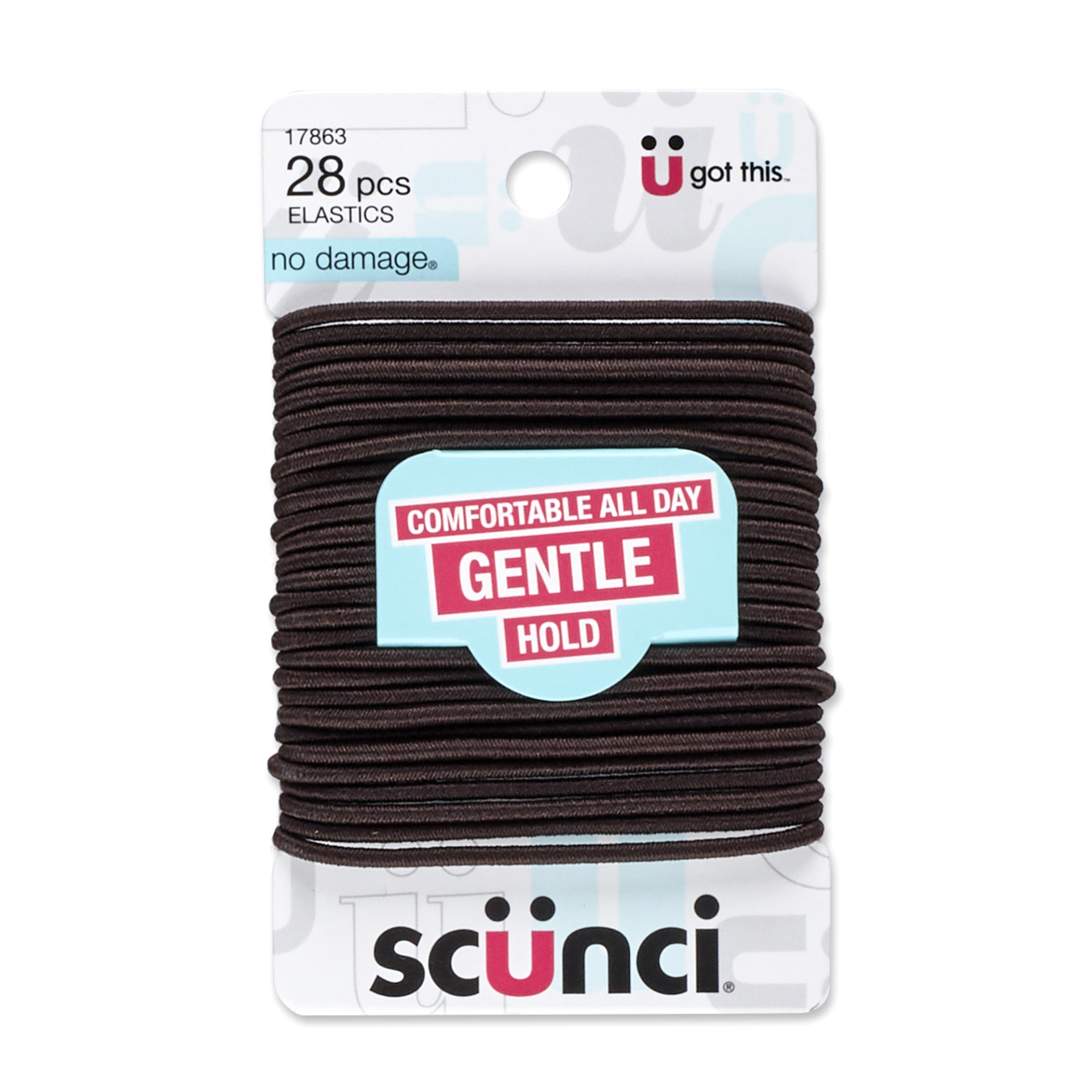 slide 1 of 1, scünci Scunci No Damage Brown Hair Elastics, 28 ct