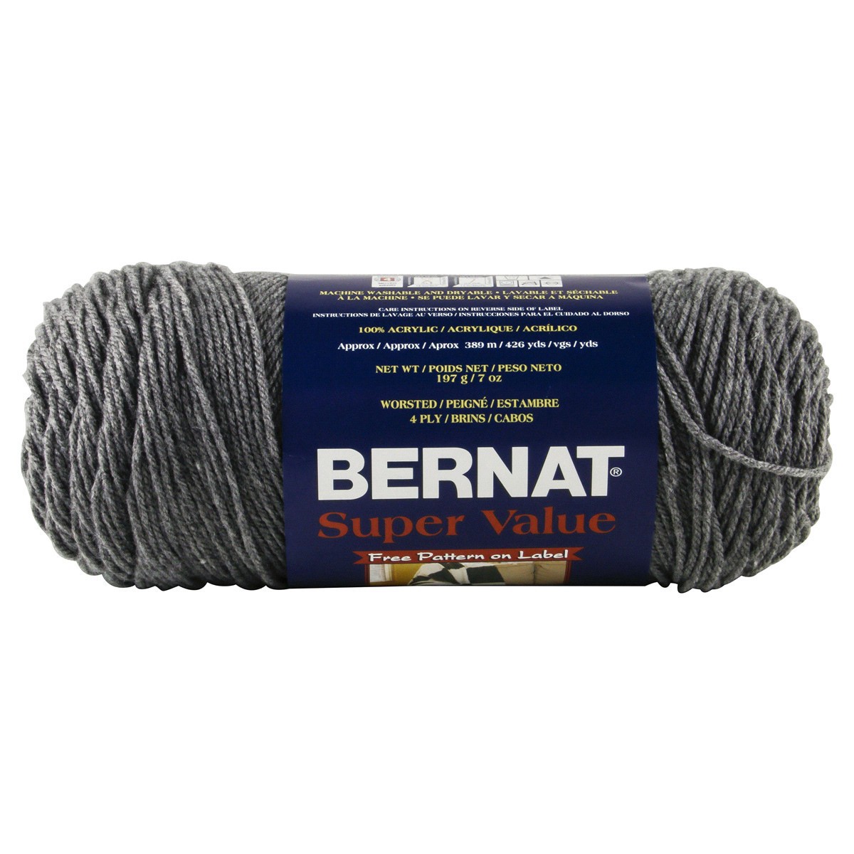 slide 3 of 4, Bernat Super Value Yarn - True Grey, 1 ct