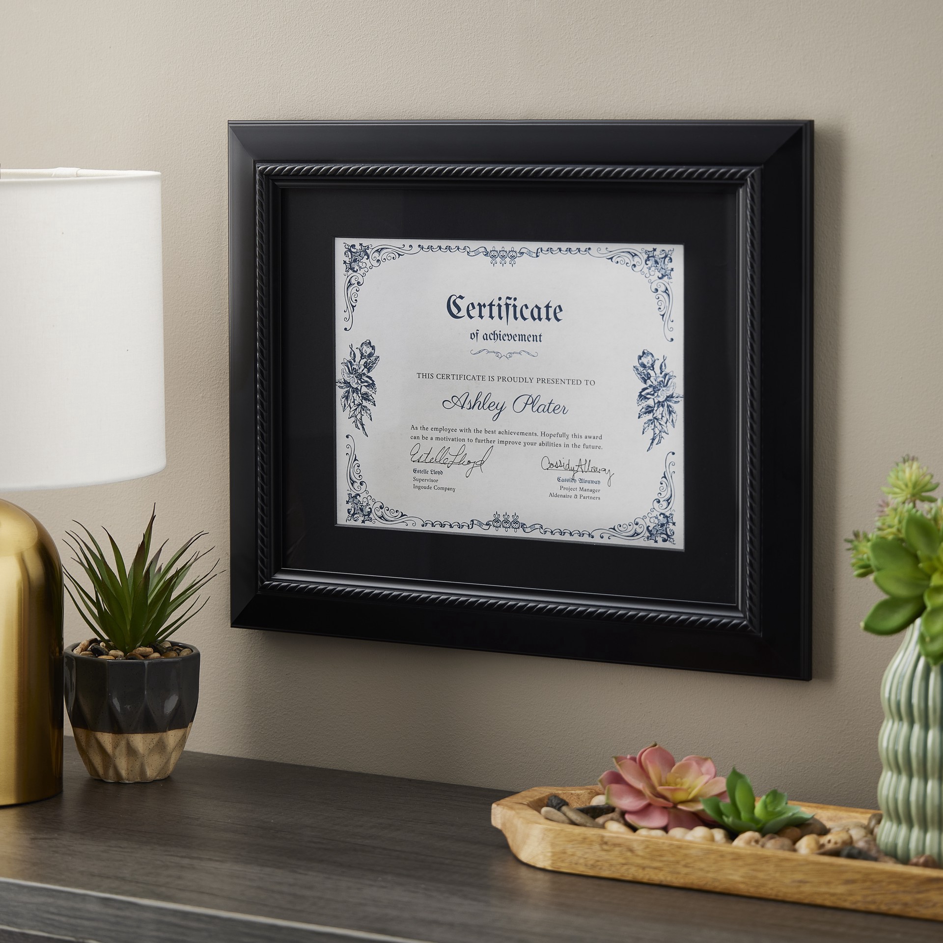 slide 3 of 3, 8.5" X 11" Black Document Frame With Mat By Studio Decor, 8.5 in x 11 in
