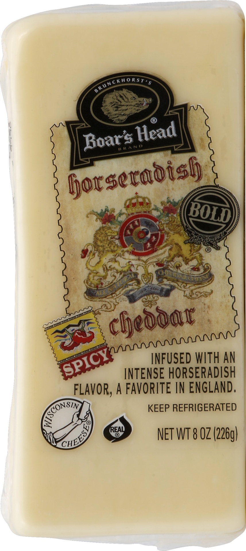 slide 1 of 2, Boar's Head Cheese, Cheddar, Horseradish, Spicy & Bold, 1 ct
