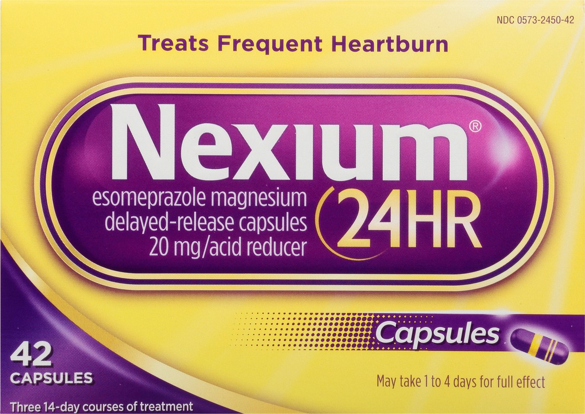 slide 6 of 13, Nexium 24HR Delayed Release Heartburn Relief Capsules with Esomeprazole Magnesium Acid Reducer - 42ct, 42 ct