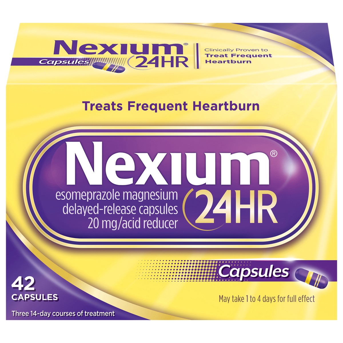 slide 1 of 13, Nexium 24HR Delayed Release Heartburn Relief Capsules with Esomeprazole Magnesium Acid Reducer - 42ct, 42 ct