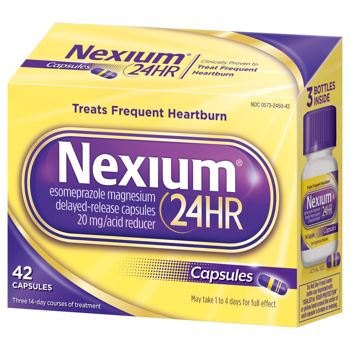 slide 5 of 13, Nexium 24HR Delayed Release Heartburn Relief Capsules with Esomeprazole Magnesium Acid Reducer - 42ct, 42 ct