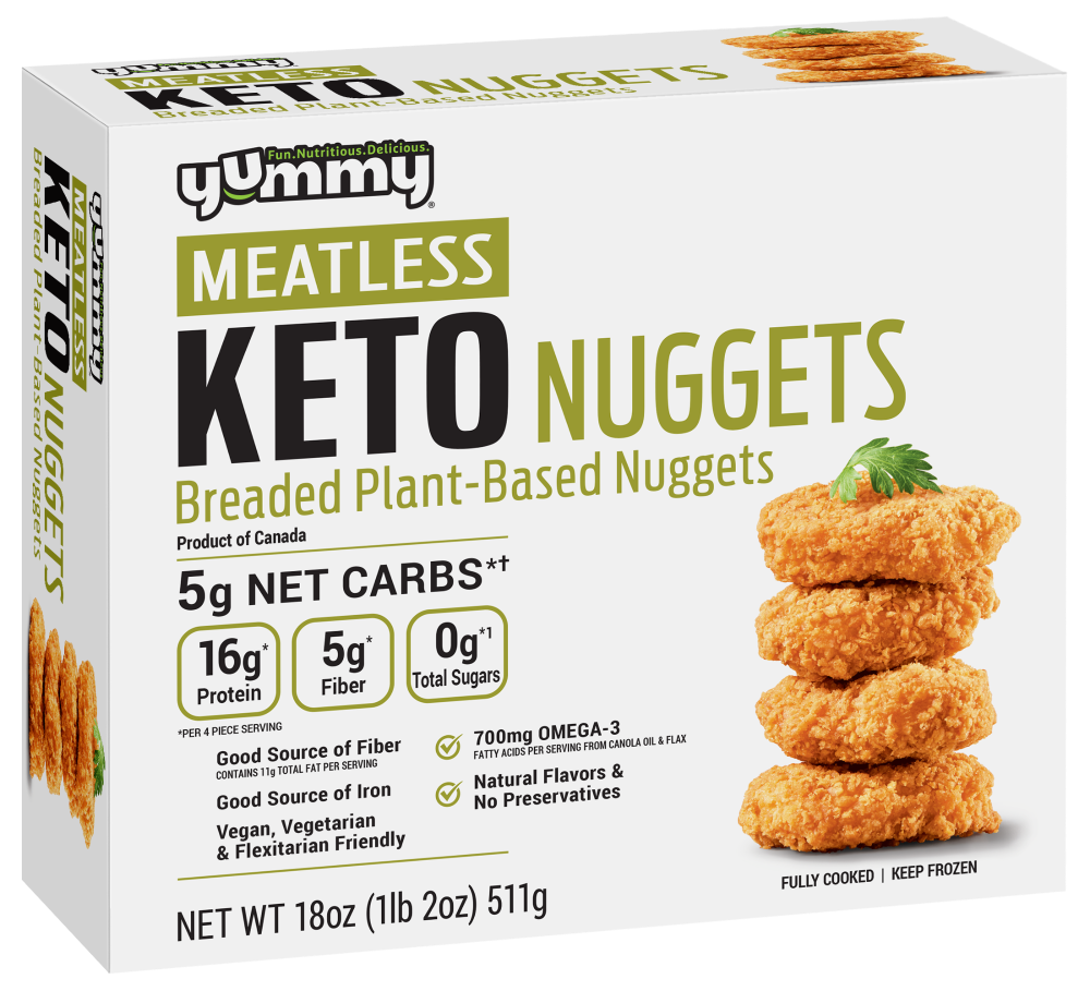 slide 1 of 2, Yummy Meatless Breaded Plant-Based Keto Nuggets, 18 oz