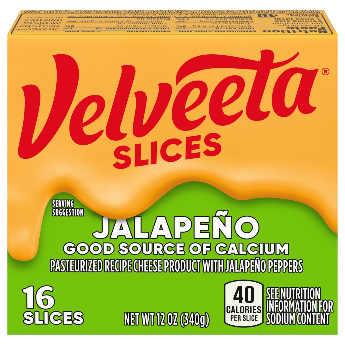 slide 1 of 9, Velveeta Slices Jalapeno Cheese with Jalapeno Peppers, 16 ct Pack, 16 ct