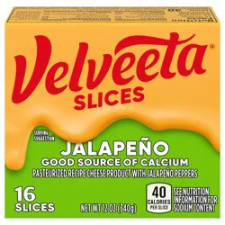 Velveeta Slices Jalapeno Cheese with Jalapeno Peppers, 16 ct Pack