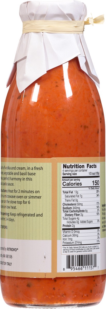 slide 10 of 13, Ritrovo Selections Sugo Alla Vodka Vodka Sauce - 17.6 oz, 17.6 oz