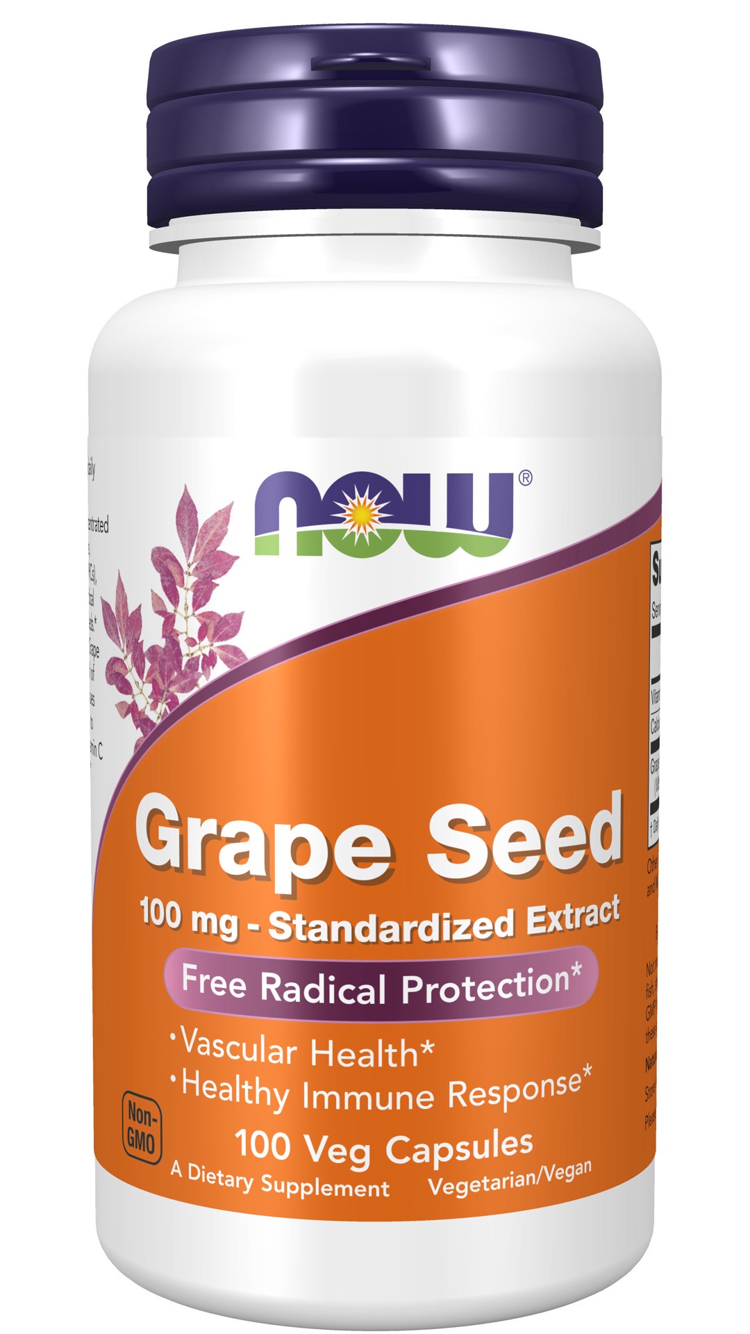 slide 1 of 4, NOW Grape Seed - 100 Veg Capsules, 100 ct