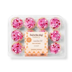 Valentine's Day Vanilla Mini Cupcakes - 10oz/12ct - Favorite Day™
