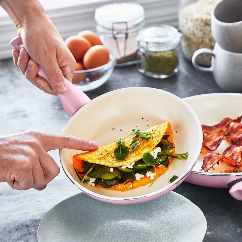 slide 2 of 6, GreenPan Rio 3pk (7", 9.5" & 11") Ceramic Nonstick Frypan Set Blush, 3 ct