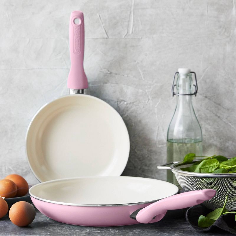 slide 3 of 6, GreenPan Rio 3pk (7", 9.5" & 11") Ceramic Nonstick Frypan Set Blush, 3 ct