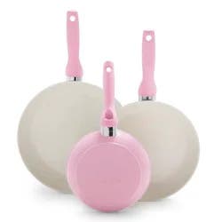 GreenPan Rio 3pk (7", 9.5" & 11") Ceramic Nonstick Frypan Set Blush