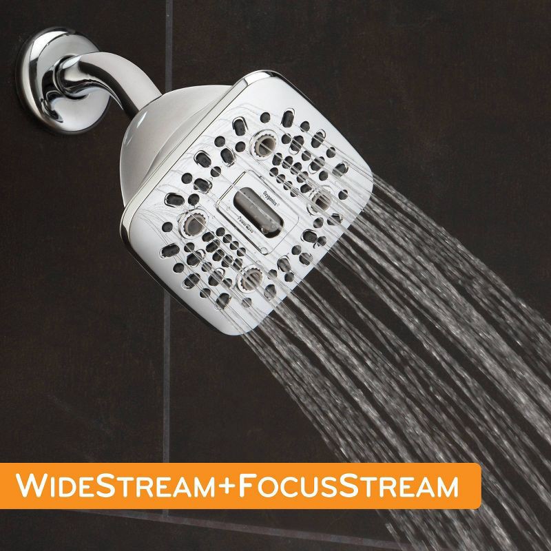 slide 15 of 16, 4.5" PowerWave 6 Spray WaterSense Shower Head Chrome - Oxygenics: EPA Certified, Massage & Pulsating Settings, 1 ct