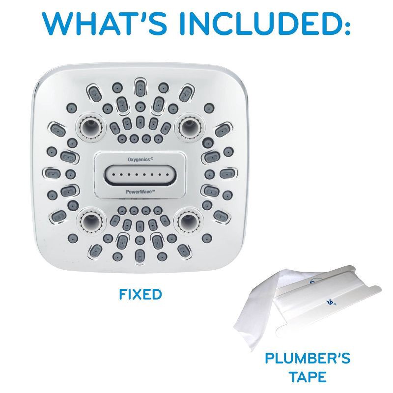 slide 9 of 16, 4.5" PowerWave 6 Spray WaterSense Shower Head Chrome - Oxygenics: EPA Certified, Massage & Pulsating Settings, 1 ct