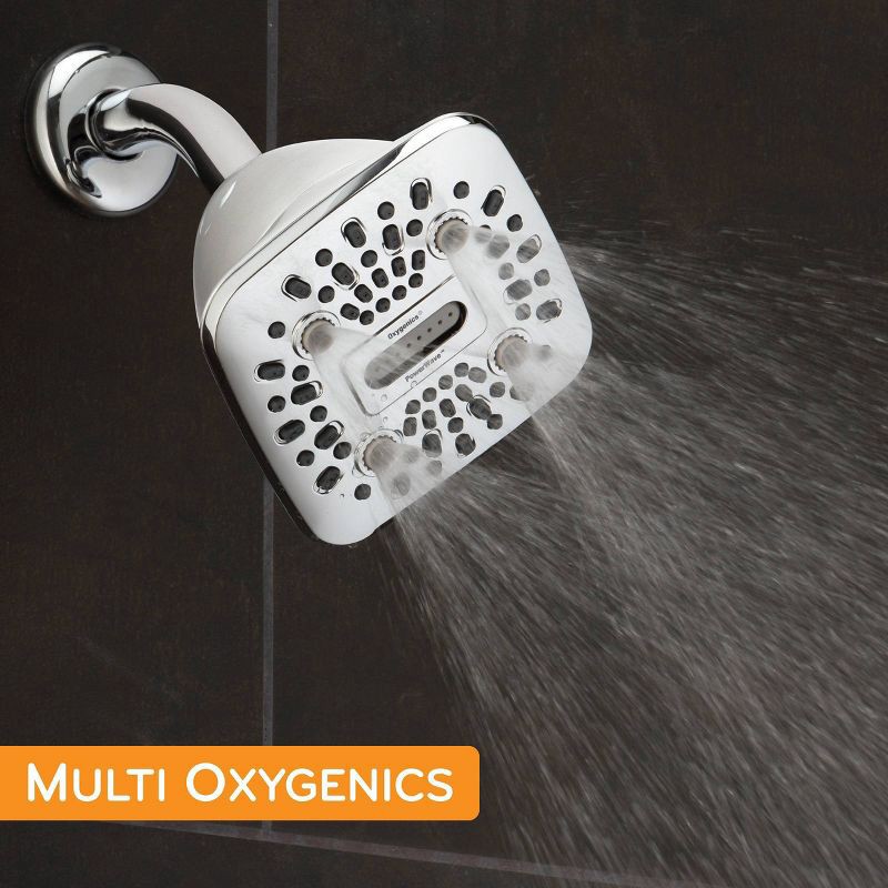 slide 11 of 16, 4.5" PowerWave 6 Spray WaterSense Shower Head Chrome - Oxygenics: EPA Certified, Massage & Pulsating Settings, 1 ct