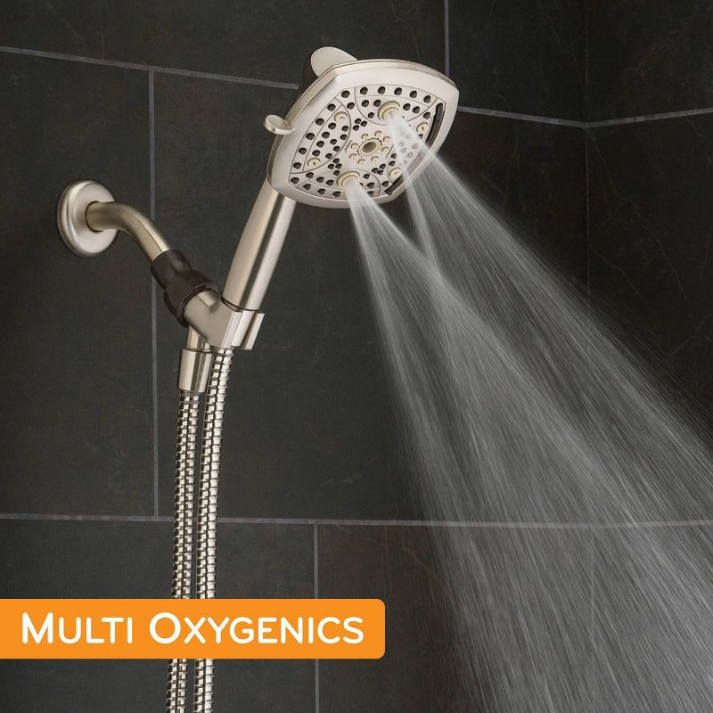 slide 12 of 19, 5" Contour 9 Spray WaterSense Hand Shower Brushed Nickel - Oxygenics: EPA Certified, Multi-Function with Hose & Massage Setting, 1 ct
