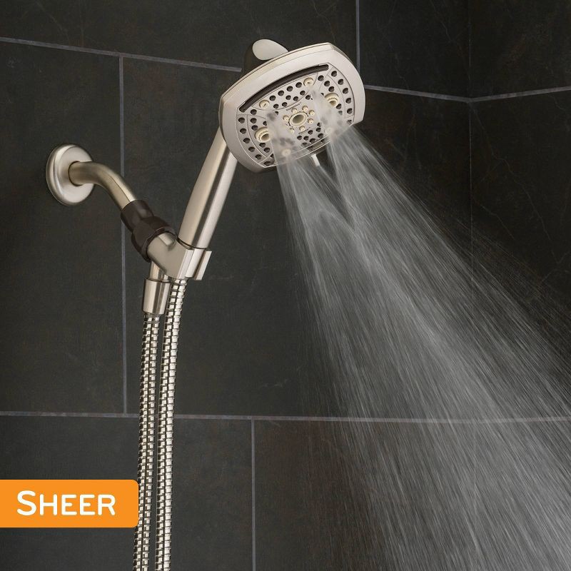 slide 13 of 19, 5" Contour 9 Spray WaterSense Hand Shower Brushed Nickel - Oxygenics: EPA Certified, Multi-Function with Hose & Massage Setting, 1 ct