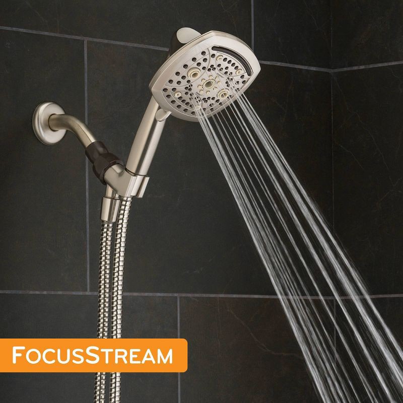 slide 16 of 19, 5" Contour 9 Spray WaterSense Hand Shower Brushed Nickel - Oxygenics: EPA Certified, Multi-Function with Hose & Massage Setting, 1 ct