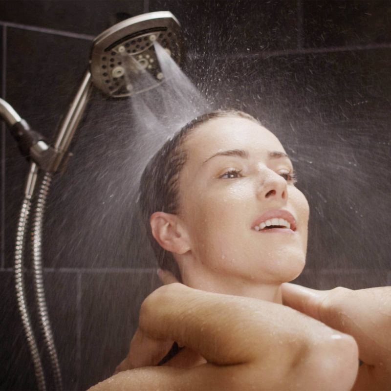 slide 6 of 19, 5" Contour 9 Spray WaterSense Hand Shower Brushed Nickel - Oxygenics: EPA Certified, Multi-Function with Hose & Massage Setting, 1 ct