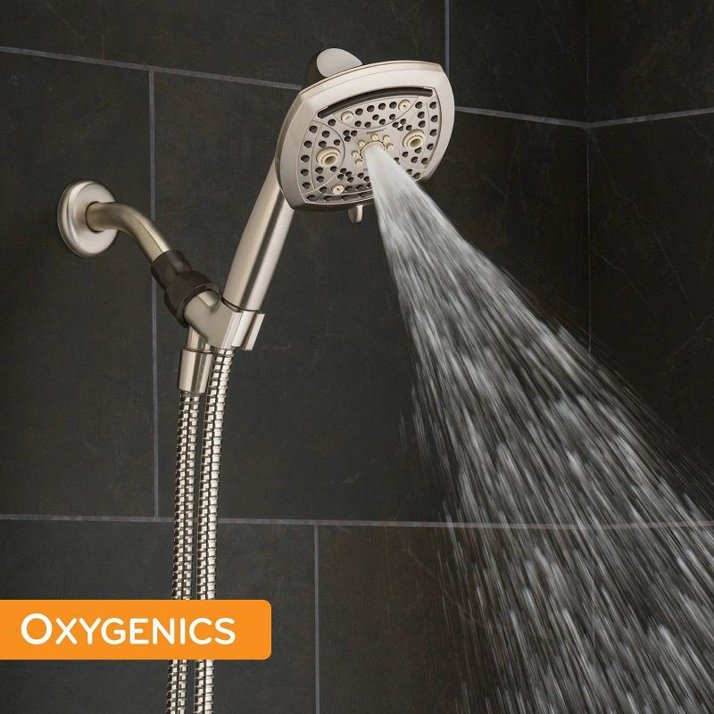 slide 11 of 19, 5" Contour 9 Spray WaterSense Hand Shower Brushed Nickel - Oxygenics: EPA Certified, Multi-Function with Hose & Massage Setting, 1 ct
