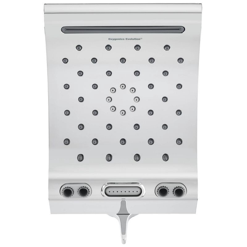 slide 2 of 15, 8.8" Evolution 5 Spray WaterSense Rain Shower Head Chrome - Oxygenics: EPA Certified, 1.8 GPM, Multi-Setting, 1 ct