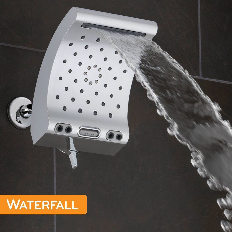 slide 7 of 15, 8.8" Evolution 5 Spray WaterSense Rain Shower Head Chrome - Oxygenics: EPA Certified, 1.8 GPM, Multi-Setting, 1 ct
