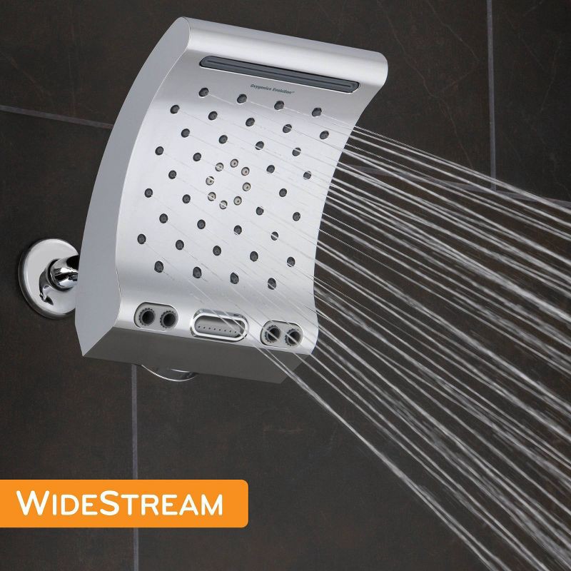 slide 15 of 15, 8.8" Evolution 5 Spray WaterSense Rain Shower Head Chrome - Oxygenics: EPA Certified, 1.8 GPM, Multi-Setting, 1 ct