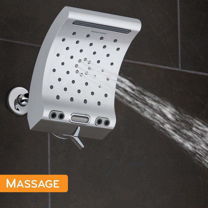 slide 13 of 15, 8.8" Evolution 5 Spray WaterSense Rain Shower Head Chrome - Oxygenics: EPA Certified, 1.8 GPM, Multi-Setting, 1 ct
