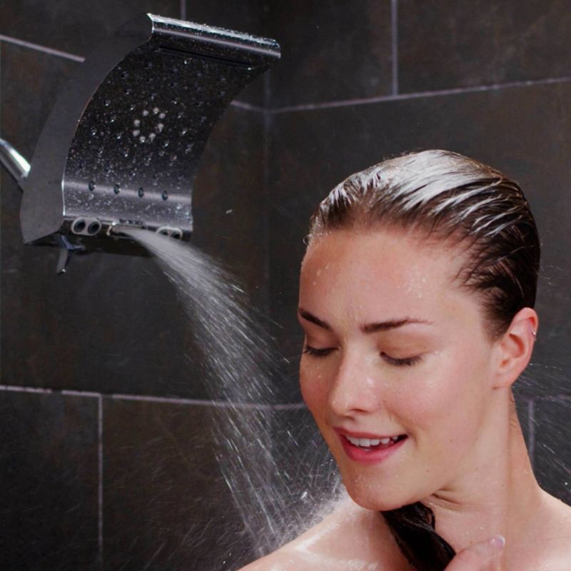 slide 3 of 15, 8.8" Evolution 5 Spray WaterSense Rain Shower Head Chrome - Oxygenics: EPA Certified, 1.8 GPM, Multi-Setting, 1 ct