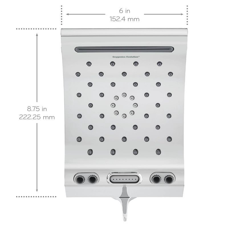 slide 9 of 15, 8.8" Evolution 5 Spray WaterSense Rain Shower Head Chrome - Oxygenics: EPA Certified, 1.8 GPM, Multi-Setting, 1 ct