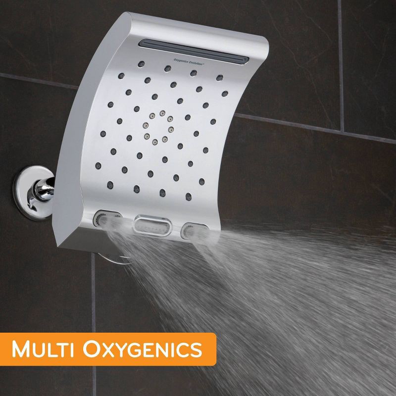 slide 11 of 15, 8.8" Evolution 5 Spray WaterSense Rain Shower Head Chrome - Oxygenics: EPA Certified, 1.8 GPM, Multi-Setting, 1 ct