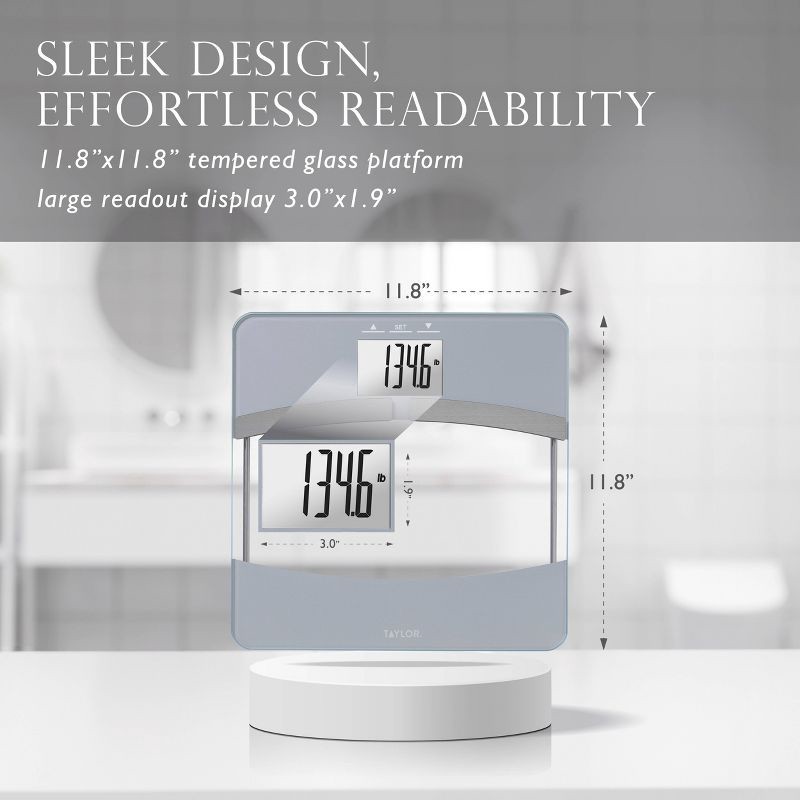 slide 2 of 9, Taylor Glass Body Composition Bathroom Scale - Silver/Clear, 1 ct