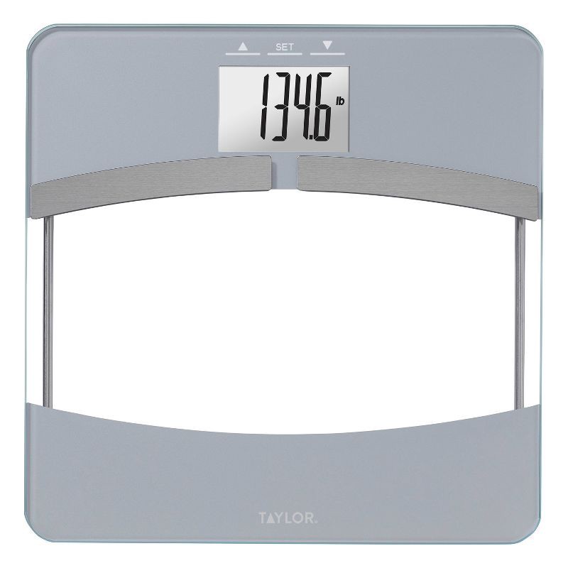 slide 1 of 9, Taylor Glass Body Composition Bathroom Scale - Silver/Clear, 1 ct