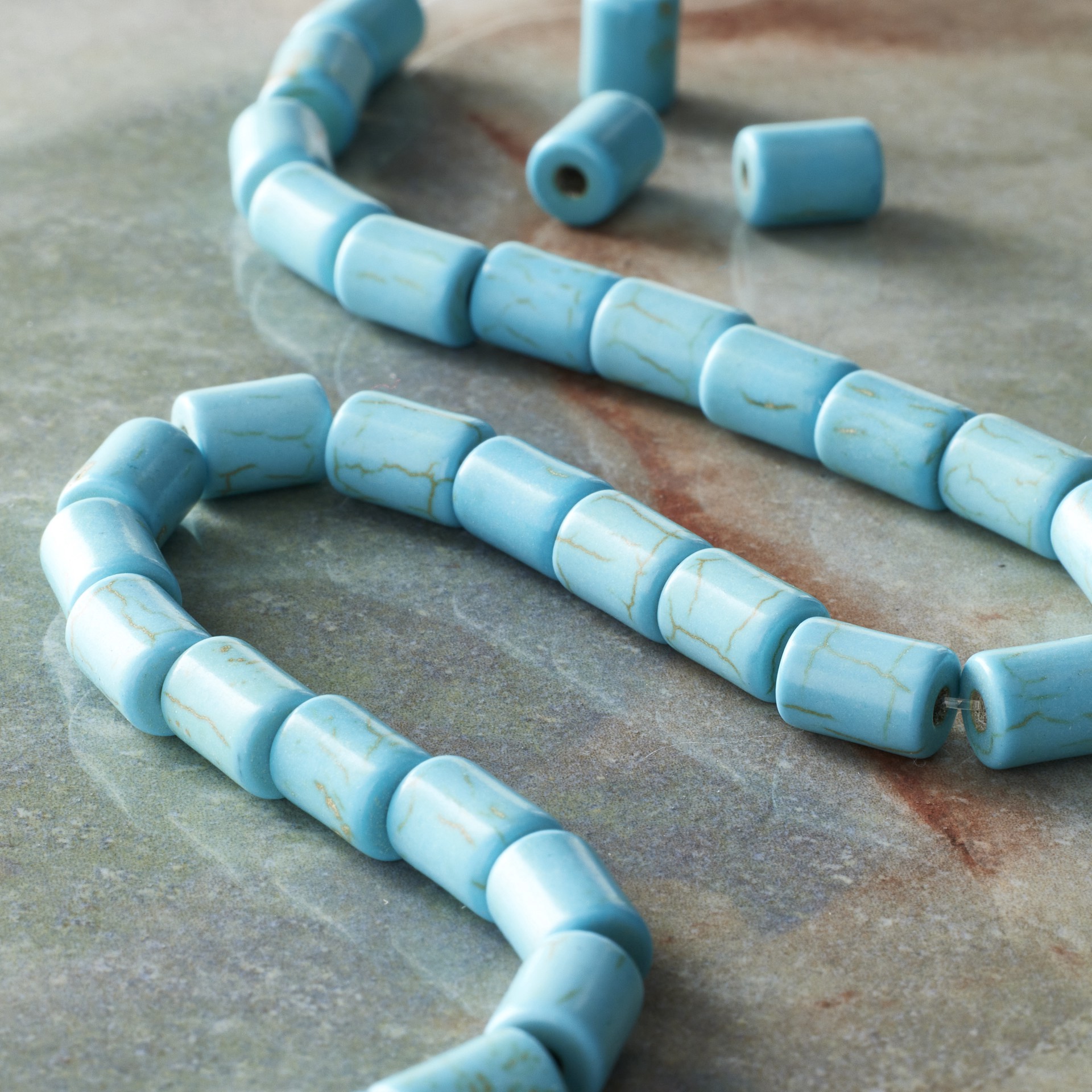 slide 3 of 3, Turquoise Reconstituted Howlite Tube Beads, 8mm By Bead Landing, 8mm