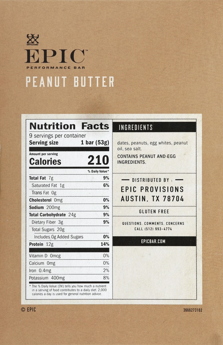 slide 4 of 6, Epic Peanut Butter Performance Bar, 9 ct; 1.9 oz