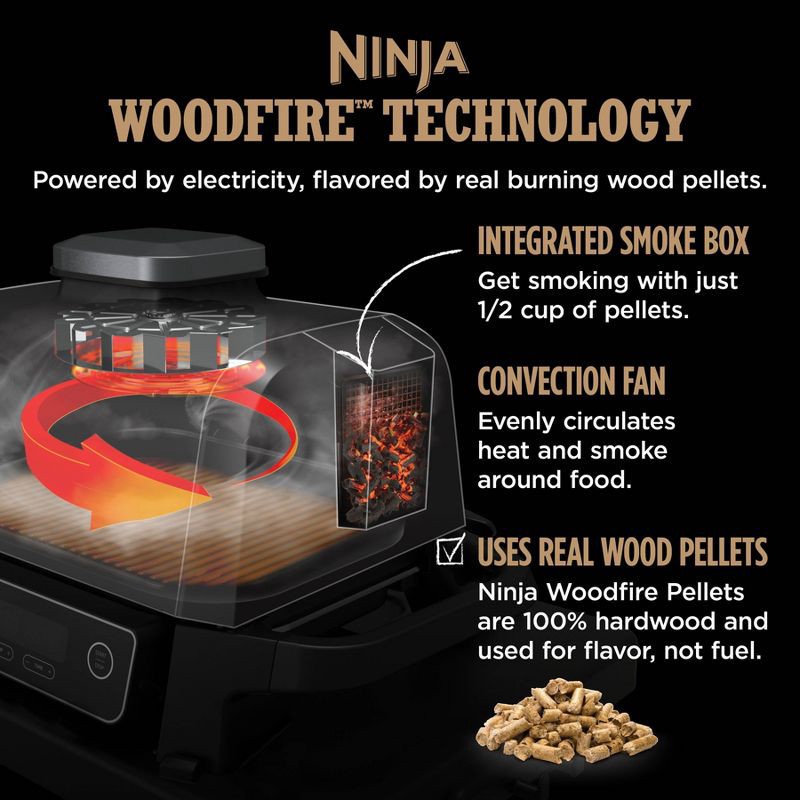 slide 13 of 16, Ninja Woodfire Outdoor Grill & Smoker, 7-in-1 Master Grill, BBQ Smoker and Air Fryer with Woodfire Technology - OG701, 1 ct