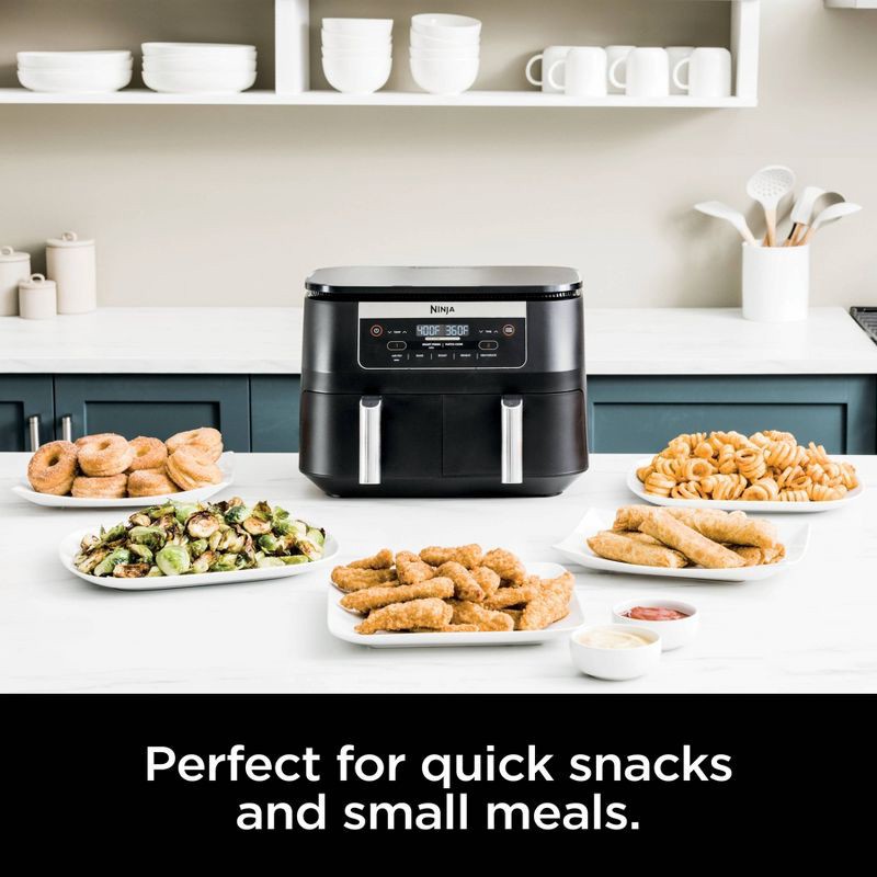 slide 5 of 10, Ninja Foodi 6qt 5-in-1 2-Basket Air Fryer with DualZone Technology - DZ090: Stainless Steel, Digital Control, 1760W, 6 qt